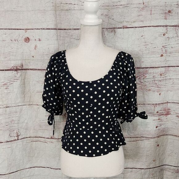 J. Crew Cropped Polka Dot Top Size XS NWT - Picture 1 of 8
